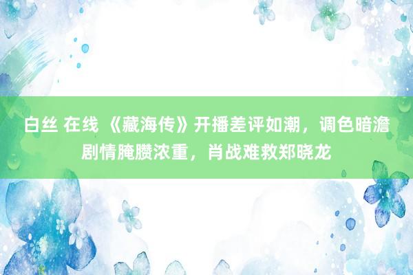 白丝 在线 《藏海传》开播差评如潮,调色暗澹剧情腌臜浓重,肖战难救郑晓龙
