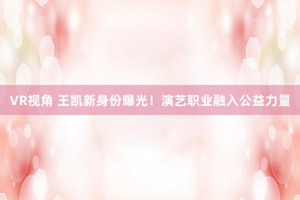 VR视角 王凯新身份曝光！演艺职业融入公益力量