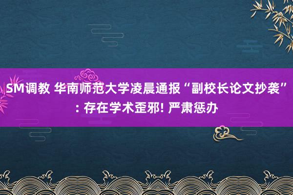 SM调教 华南师范大学凌晨通报“副校长论文抄袭”: 存在学术歪邪! 严肃惩办