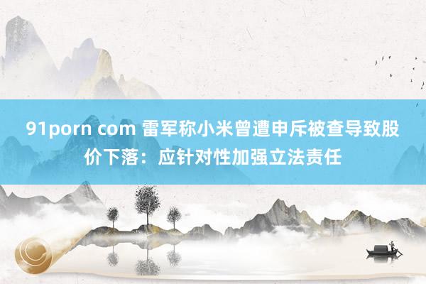 91porn com 雷军称小米曾遭申斥被查导致股价下落：应针对性加强立法责任