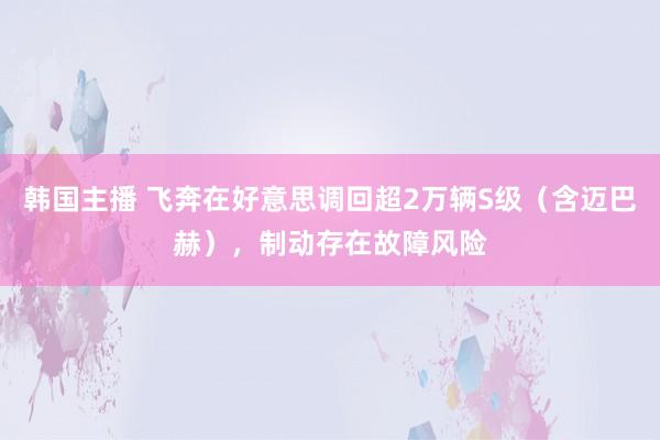 韩国主播 飞奔在好意思调回超2万辆S级（含迈巴赫），制动存在故障风险